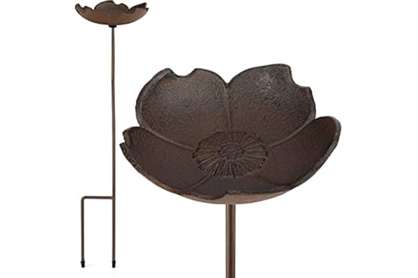WILDLIFE FRIEND I Bain d'oiseaux Debout sur Tige, Hauteur 73cm - Bouton d'or en Fonte résistant au Gel I Bain d'oiseaux, Distributeur de Nourriture pour Oiseaux Sauvages dans Le Jardin Balcon