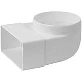 Intelmann 90&deg; Flat Duct for Cooker Hoods, 110 x 55 mm to &Oslash; 100 mm, Plastic