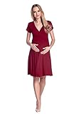Happy Mama Damen Viskosejersey Umstandskleid Schwangerschafts Kleid Kurzarm 108p - 3