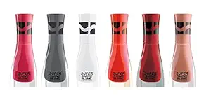Glavon Qubee Super Dry 6 Unique Colors Nail Polish Polish for Girls, 12 ml Combo of Beauty Blender For Parlour Makeup Look [ Special Pack of 7 Items ]