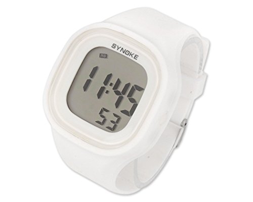 DSstyles 50m impermeable de alarma de cronómetro fecha retroiluminación digital de silicona deporte reloj reloj de pulsera - blanco