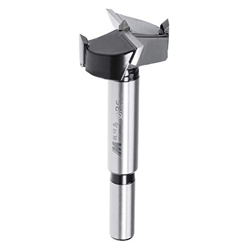 Sourcingmap Forstner Drill Bits 35mm, Tungsten Carbide Wood Hole Saw Auger Opener, Woodworking Hinge Hole Drilling Boring Bit Cutter (Black, Silver Tone)