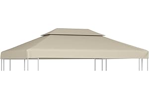 HIGSOSE Telo di Ricambio per Gazebo 310g/m² Beige 3x4m Telo per Gazebo Ricambio Copertura Gazebo Telo Tetto Gazebo Telo Gazebo Impermeabile Telo Copertura Gazebo Telo Ricambio Gazebo