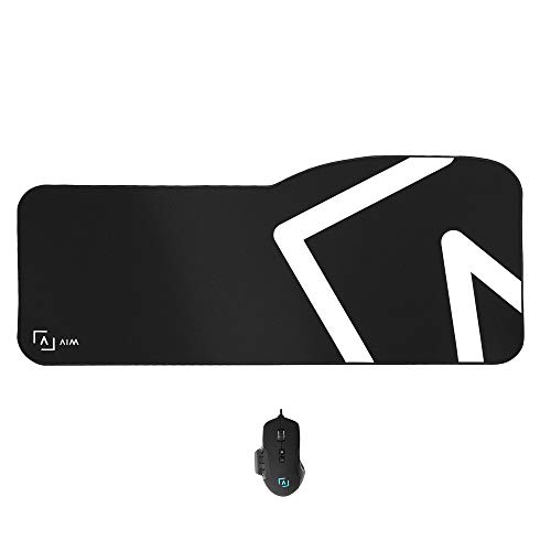 AIM Pack SKILLED - Pack Gaming de ratón y alfombrilla sensor óptico profesional 10000 DPI, iluminación DNA RGB, 12 botones, peso y botonera lateral personalizables, bordes reforzados