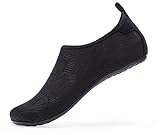  Strandschuhe Badeschuhe Schwimmen Aqua Barfuß Wassersport Yoga Schuhe Leicht Rutschfeste für Damen Herren (Jh Schwarz, 37/38EU) (Asian size 38-39)