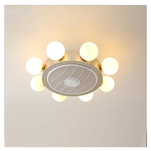 Haodan electronics candelabro Ventilador de Techo Control Remoto con luz LED Aficionados Invisibles Lámpara Iluminación for el hogar Redondo Circular de Pantalla de Cristal (Color : 8 Heads)