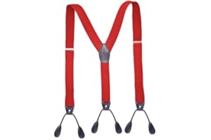 KLONKEE Men's Split Button Braces Y Shape Trimmed Button End Tuxedo Adjustable Straps Elastic Suspenders - 3.5 cm wide