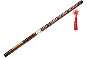 FOCKETY Flet Bambusowy, Zestaw Montażowy Dizi z Kluczem C w Kolorze Złotym, 8 Lat Suchego, Gorzkiego Materiału Bambusowego, Ręcznie Robiony Tradycyjny Chiński Instrument z membraną,