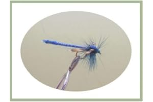 TROUTFLIES UK DRY FLIES 6 Pack of Royal Blue Dragon Fly Damsel Trout fishing Flies, Size 10