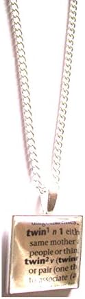 TWIN Dictionary Word Excerpt in PENDANT with Necklace and Gift Box