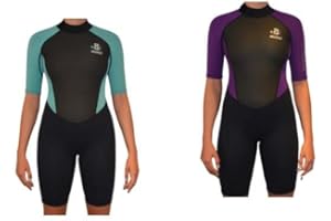 Matai Women's 3mm Neoprene Shortie Wetsuit, Mulberry Color, Back Zip, Perfect for Scuba Diving, Snorkeling, Wild Swimming, Stand Up Paddleboarding, Multisport Wetsuit for Ladies