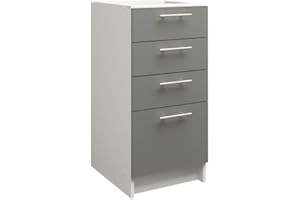 JD Greta Fixed Height 400mm Kitchen Drawer Base Cabinet Floor Unit (Without Worktop) – Grey Matt