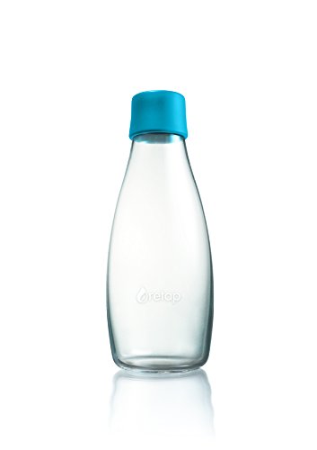 Retap ApS 0.5 Litre Medium Borosilicate Glass Water Bottle, Light Blue