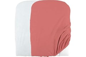 DOMIVA Lot de 2 housses de matelas a langer en éponge bouclette - Blanc / Terracotta - 50 X 75 cm