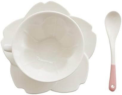 AJUNR-Simple And Exquisite Home Coffee Cup Cherry Cup Saucer Set Pure White Breakfast Ceramic Cup