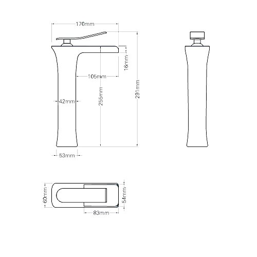 Hiendure® Schwarz Waschtischarmatur, Zeitgenössische Wasserfall Wasser Becken Mischbatterie des Armatur Gerät mit längerer Hohe Tülle, Bronze geölt - 2