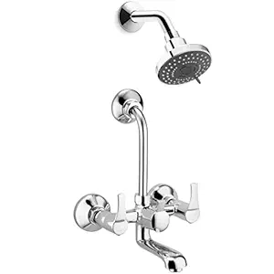 ALTON ESA9325 Brass Wall Mixer With 3-Function, 4-INCH Overhead Shower Set and 125mm Bend Pipe (Chrome)