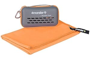 4Monster Microfibre Travel Towel - Quick Dry, Lightweight, Ultra Soft, Super Absorbent Compact Camping Towel for Sports, Gym, Beach, Camping, Yoga, Swimming, Hiking