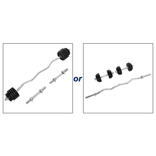 Songmics 30 kg Hantelset mit Curlstange 1 x SZ Stange 120 cm lang aus Gusseisen SYL30P - 2
