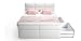 Produktbild Boxspringbett Doppelbett Hotelbett Viana mit Bettkasten Schubkasten Kunstleder weiß 160 180x200 Ehebett Bonellfederkern Topper (160 x 200 cm)