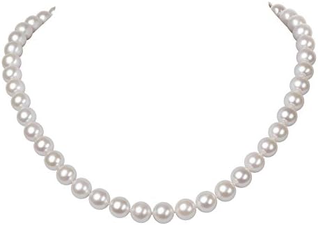 Malahill AAA Quality Round White Freshwater Cultured Pearl Necklace for Women (6-7mm, 18")