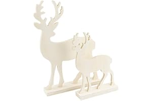 IDEEN MIT HERZ Cervo decorativo in legno, in due diverse misure, in set da 2 pezzi