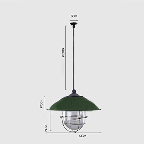 LIANG Restaurant Cafe Retro hanging line lamp mining lamp with glass shade Enamel shade lamp explosion proof light shade Hanging line adjustable ( Size : Diameter 43 Cm )