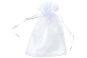 WS Accessories PACK OF 10 Organza Gift Bags, Jewellery Pouches 7x5cm/7x9cm/9x12cm/10x15cm/13x18cm (White, 7x5cm)