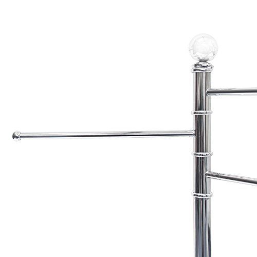 Relaxdays Handtuchständer mit 3 beweglichen Handtuchstangen für Badetücher und andere Textilien Handtuchhalter in Edelstahl-Optik mit schwenkbaren Stangen auch als kleiner Kleiderständer, silber - 6