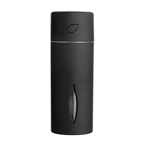 Seawang Usb Mini Humidifier Night Light, Leaf USB Air Humidifier Atmosphere Lamp Aroma Diffuser for Desktop (Black)