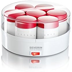 SEVERIN Yaourtière, 14 Pots de 150 ml Inclus, Graduation Mémo, JG3519, Blanc/Rouge