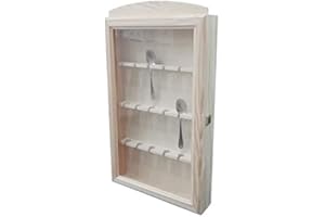 GRECA Vitrina Colecciones cucharas. Capacidad: 18 cucharas. En Madera de Pino en Crudo. Se Puede Pintar. Medidas (Ancho/Fondo/Alto): 30 * 6.5 * 54 cms.