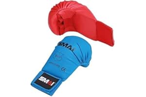 SMAI WKF Karate - Paramani senza pollice, colore: blu, guanti