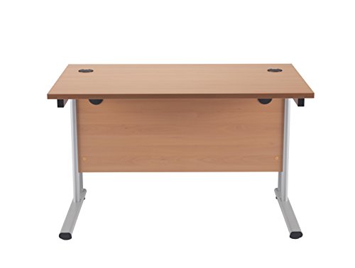 Office Hippo Heavy Duty Rectangular Cantilever Desk, Silver Frame, Beech, 120 x 80 x 73 cm