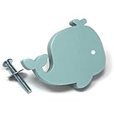 Bouton de meuble baleine bleu meuble enfant en bois peint