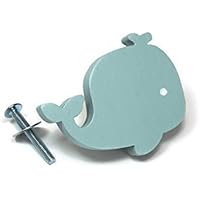 Bouton de meuble baleine bleu meuble enfant en bois peint