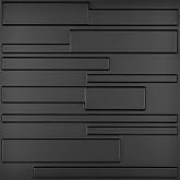 Art3d A10032BK Decorative PVC Wall Panels, 32 Feet Square, 3D Rectangular 3-Black, Sq Ft