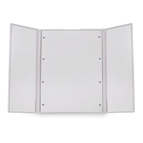 Modern Compact And Portable Tri-Fold Out White Battery Operated Love Heart LED Make Up Cosmetic Vanity Mirror Light