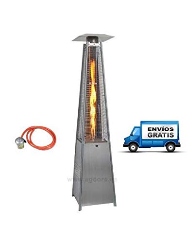 Agoora Estufa Gas Exterior para Terrazas con diseño Pirámide de 13kw con Regulador y Manguera