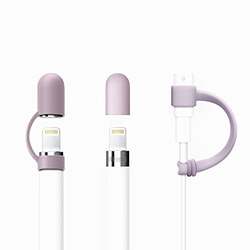 [3 Stück] FRTMA für Apple Bleistift Kappe/Apple Bleistift Kappe Halter/Lightning Kabel Adapter Leine für iPad Pro Bleistift (Lavendel)