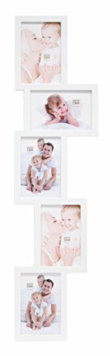 Deknudt Frames - Cornice portafoto Multipla, per Foto da 10 x 15 cm, Colore: Bianco, nero, legno;metallo