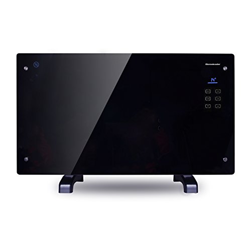 Homeleader® Glas Konvektor Heizung elektrischer mobiler Flachheizkörper 2000W Stand und Wand GH-20F schwarz