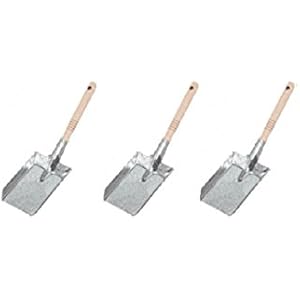 Kohlenschaufel, Futterschaufel aus verzinktem Stahlblech mit Holzgriff • 3er Set