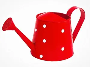 Royal Baskets 2 litres Dotted Metal planters Watering Can - Rust Free Home Decor Gifting, Garden, Gardening, Tools ( Pack of 1 ) (Red)