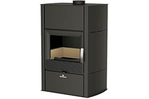 BRONPI Estufa de Leña Hidronova Plus Negro Madera Ventilación Directa Montaje Independiente