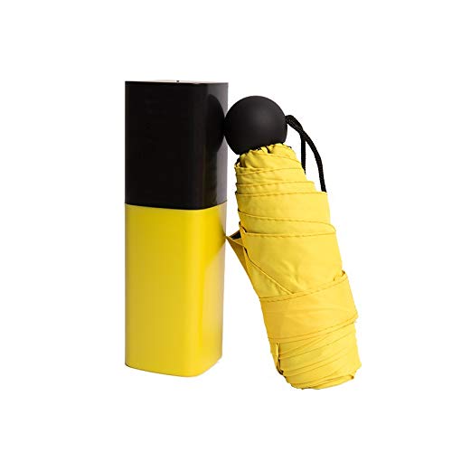 Preisvergleich Produktbild RZJ-umbrella Regenschirm-Lippenstift-Regenschirm Creative Black Plastic Regenschirm Regen und Regen Taschen-Regenschirm mit doppeltem Verwendungszweck Fünf Falten-Regenschirm,Yellow