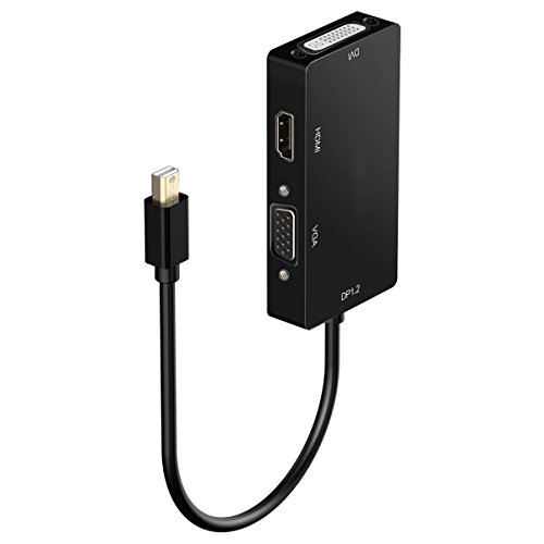 4K x 2K 3 in 1 Mini Displayport DP 1.2 auf HDMI DVI VGA Kabel-Adapter Konverter | 3840×2160 UHD / 2160p 4k (Ultra High Definition) | Für Apple MacBook, MacBook Air Pro, iMac, Mac mini - 3
