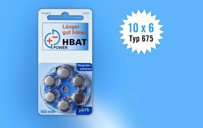 60 x Hearing Aid Battery Type 675 / BLUE – HIGH LEVEL HEARING