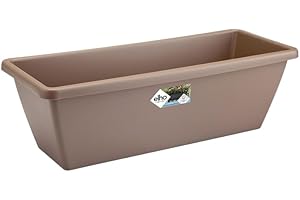 Elho Barcelona Balconnière 40 - Planteur pour Balcon & Extérieur - Plastique 100% recyclé - Ø 39.5 x H 16.0 cm - Marron/Taupe