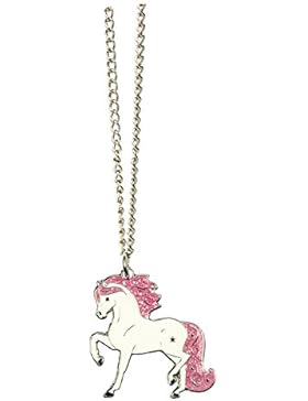 White Star Pferde Kette | weißes Pferdchen mit rosa Glitzermähne | mit Kette